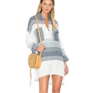 NWT FAITHFUL THE BRAND Baia Shirt Dress in Verde Stripe